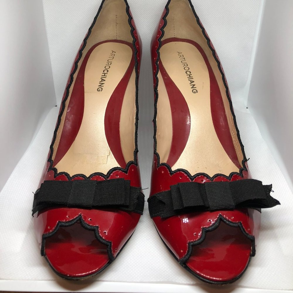 Arturo Chiang Zuleima Red Peep Toe Pumps
